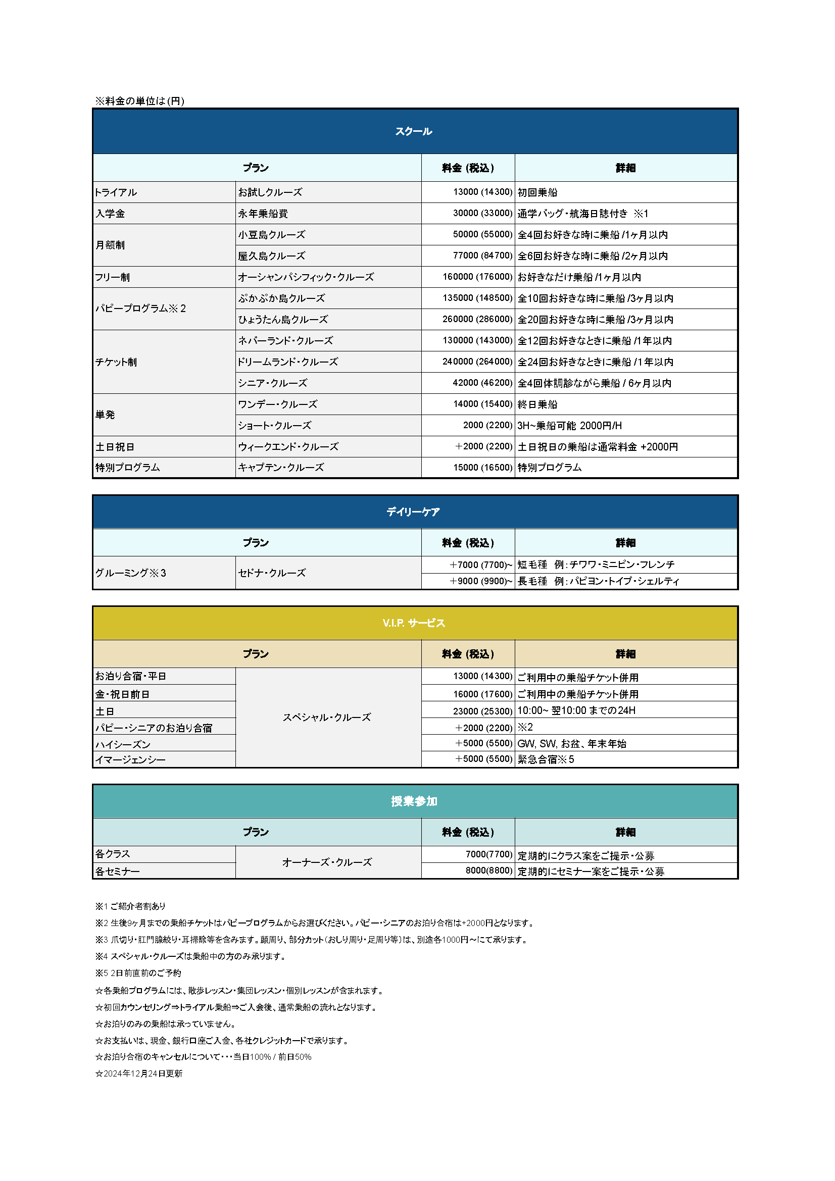 料金表